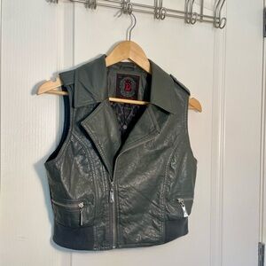 Dollhouse Gray Leather Vest with Zipper Details